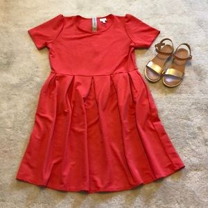 LuLaRoe Amelia Dress Coral 3XL Rare Solid Print